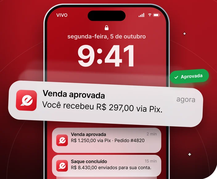 Notificação de venda aprovada no celular